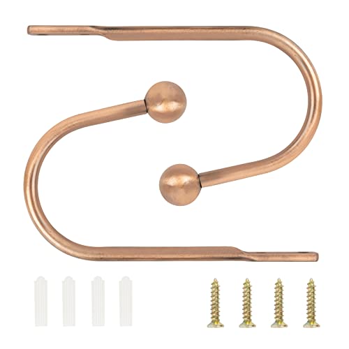 TAIYOU 2 Stück Raffhalter Gardinen Metall Vorhang Raffhalter Haken Dekorativer Wandmontage Raffhaken für Schlafzimmer Wohnzimmer Bäder Küchen Büros Esszimmer Cafés Rote Bronze Runder Kopf von TAIYOU