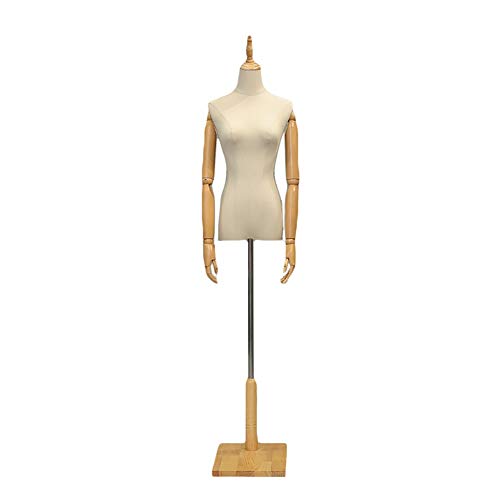 Schaufensterpuppe, weibliches Dummy-Modell, Puppen, Torso, Körper, Büsten, Schneiderpuppe, Schaufenster, Kleidung, Schmuckdisplay, höhenverstellbar (Holz M) von TAIYUESHAN