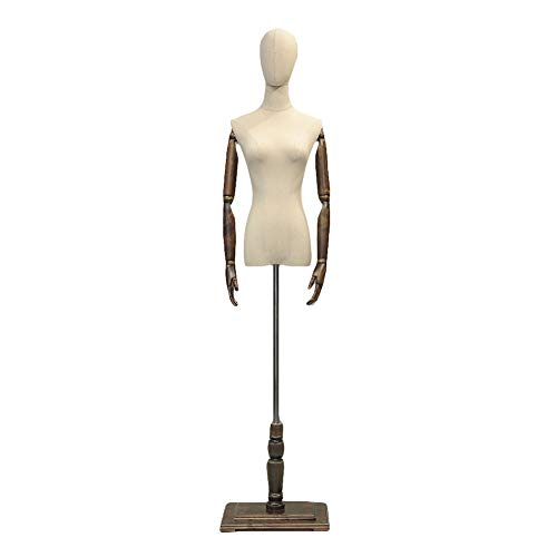 Schaufensterpuppe, weibliches Dummy-Modell, Puppen, Torso, Körperbüsten, Schaufenster, Kleidung, Schneiderpuppe, Schmuckdisplay, höhenverstellbar (Braun M) von TAIYUESHAN