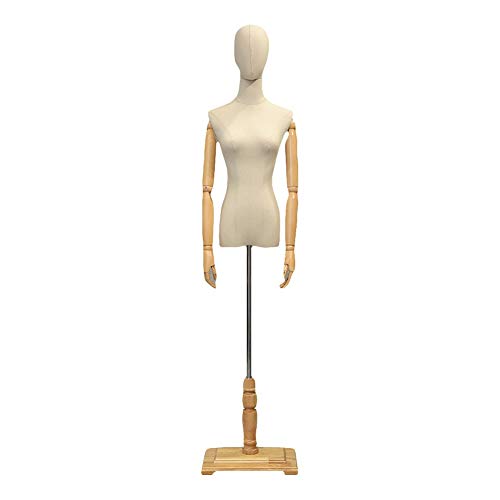 Schaufensterpuppe, weibliches Dummy-Modell, Puppen, Torso, Körperbüsten, Schaufenster, Kleidung, Schneiderpuppe, Schmuckdisplay, höhenverstellbar (Holz M) von TAIYUESHAN