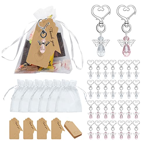 TAKOXIA 30 Sets Kunstkristall-Anhänger für Schlüsselanhänger mit Kordelzug, Organza-Beutel, blanko, für Gäste, Babyparty, Dekoration von TAKOXIA