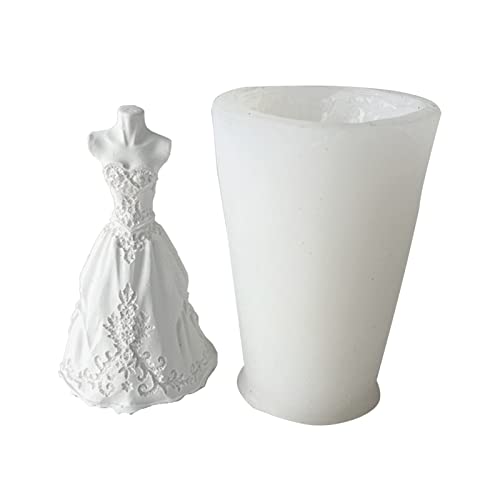 TAKOXIA 3D-Brautkleid, Silikon-Kerzenform, Hochzeitskleid, Kunstharz, Gießform für DIY, Epoxid-Seife, Ton, Fondant, Hochzeitsdekorationen von TAKOXIA