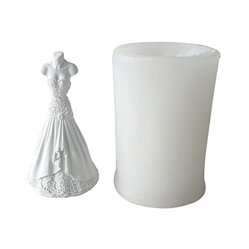 TAKOXIA 3D-Brautkleid, Silikon-Kerzenform, Hochzeitskleid, Kunstharz, Gießform für DIY, Epoxid-Seife, Ton, Fondant, Hochzeitsdekorationen von TAKOXIA