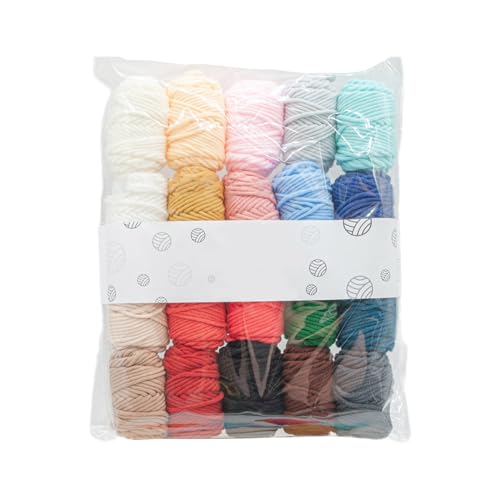TAKOXIA Häkelgarn, 20 Farben x 16 g, Handstrickwolle, Garn, Baumwollgarn zum Stricken, Häkeln, Pullover, Decken und Basteln von TAKOXIA