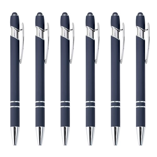 TAKOXIA Kugelschreiber, 6 Stück, 2-in-1 einziehbarer Kugelschreiber mit Stylus-Spitze, Business-Signierstift, langlebig, schnell trocknend, reibungsloses Schreiben von TAKOXIA
