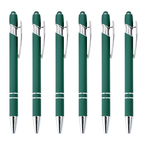 TAKOXIA Kugelschreiber, 6 Stück, 2-in-1 einziehbarer Kugelschreiber mit Stylus-Spitze, Business-Signierstift, langlebig, schnell trocknend, reibungsloses Schreiben von TAKOXIA