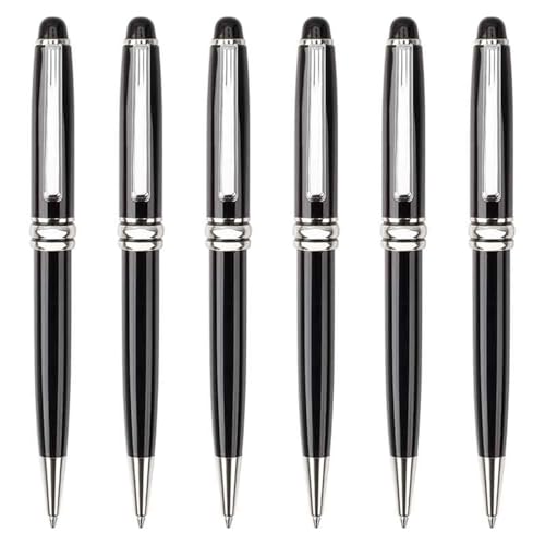 TAKOXIA Kugelschreiber, 6 x schwarze Tinte, Kugelschreiber, Journaling-Stift, glattes Schreiben, Metall, Signaturstift, Schreibwarenbedarf zum Schreiben von TAKOXIA