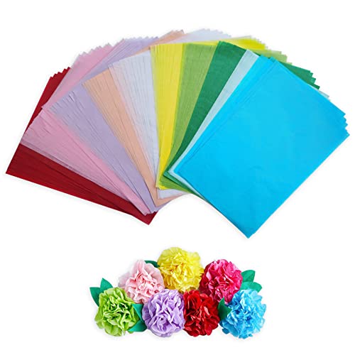 Seidenpapier 100 Blatt, 10 Farben A4 Bastelpapier Skizzen und Zuschnitt Papier, Transparentpapier, Seidenpapier Verpackungsmaterial, Seidenpapier zum Verpacken, Herstellung von Papierblumen, Pompons von TAKUZA