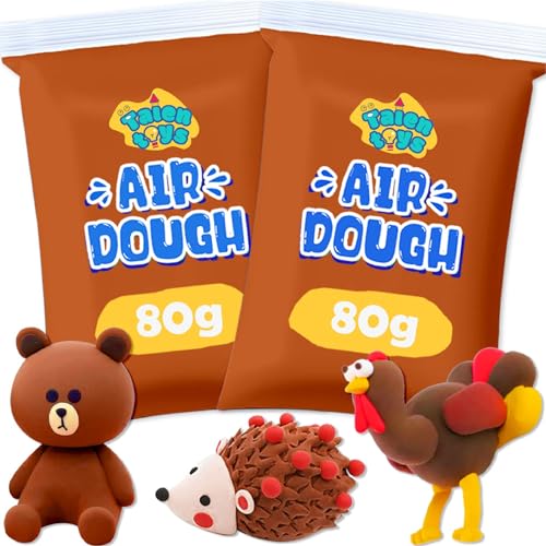 AIR DOUGH 160G Nachfüllung Kinder Knete Set Kinderknete Modelliermasse Lufttrocknend Ton Set Für Kinder Knetmasse Plastilin Für Kinder Foam Clay Polymer Clay Spielzeug Mädchen - Braun von TALENTOYS