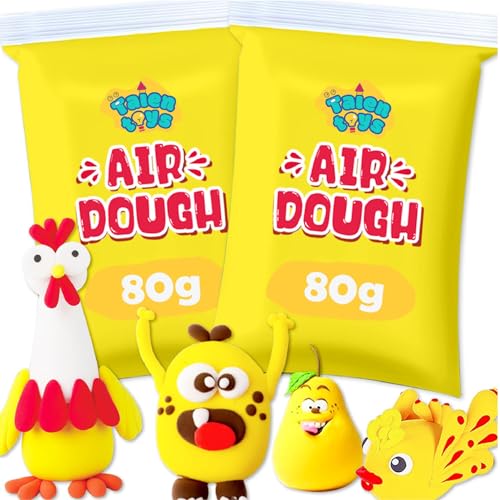 TALENTOYS AIR Dough 160G Nachfüllung Kinder Knete Set Kinderknete Modelliermasse Lufttrocknend Ton Set Für Kinder Knetmasse Plastilin Für Kinder Foam Clay Polymer Clay Spielzeug Mädchen - Gelb von TALENTOYS