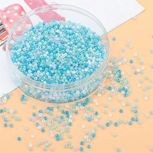 TAMUNI 30000 Stück 2 mm runde UV-farbige Glasperlen zur Schmuckherstellung Perlenperlen Ponyperlen Reisperlen Mini-Rocailles-Perlen für Armbänder zum Selbermachen von TAMUNI