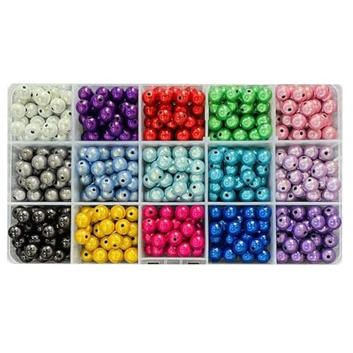 TAMUNI 525 Stück 15 Farben 8 mm Schmuck 3D Illusion Miracle Beads Kit Set Acryl Schmuck Perlen für DIY handgemachte Handwerk Armbandherstellung von TAMUNI