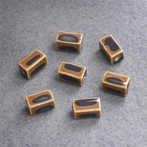 TAMUNI Blume Glasur Perlen Ofen Lange Streifen Perlen 20PCS 13 * 8MM Keramik Perlen Für Schmuck Machen Halsketten Armband Lose Perlen Handwerk Machen von TAMUNI