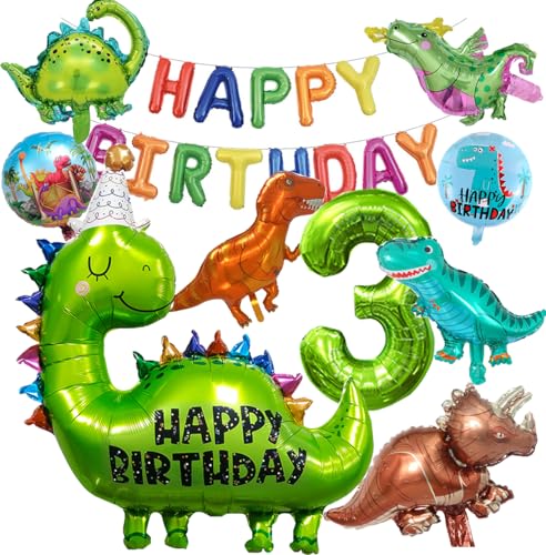 Dino Geburtstag Deko, Geburtstagsdeko Jungen,Dino Deko Kindergeburtstag Grün für Dinosaurier Party Dekoration Dschungel Party Kinder (3 Jahre) von TAMYID