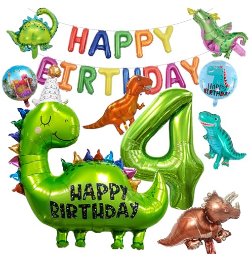 Dino Geburtstag Deko, Geburtstagsdeko Jungen,Dino Deko Kindergeburtstag Grün für Dinosaurier Party Dekoration Dschungel Party Kinder (4 Jahre) von TAMYID