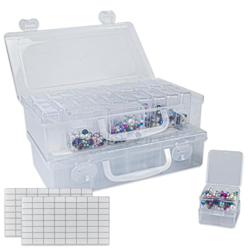 TANCUDER 2 Stück Aufbewahrungsbox, Diamond Painting Aufbewahrungsbox, Schmuck Aufbewahrungsbox, 24 Gitter Organizer Box, Schmuck Organizer Box mit Deckel für Perlen, Strasssteinen, Samen, Fäden von TANCUDER