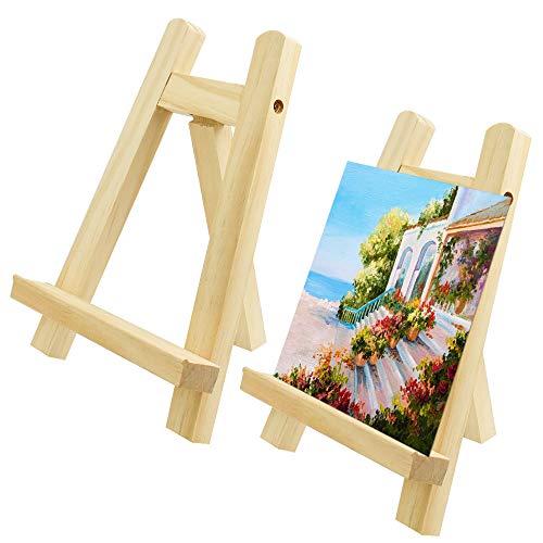 TANCUDER 2 Stück Mini Staffelei Kompakte Staffelei Dreieck Staffelei Kalender Ständer Kleine Tischstaffelei Mini Holz Staffelei Deko Staffelei für Hochzeit, Geburtstag, Taufe, Party (20 * 15 * 4cm) von TANCUDER