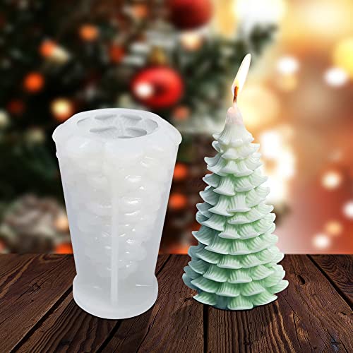 TANCUDER Weihnachtsbaum Kerzenform Silikon Kerzenform 3D-Silikon-Kerzenformen DIY Kerzenherstellung Form Weihnachtsbaum Kerzengießform für Weihnachtsfeier, Heimdekoration, Handgefertigt (weiß) von TANCUDER