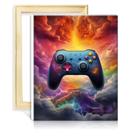 TANGFEIY Digitales Malset, Galaxy Game Controller, Ölgemälde zum Selbermachen, Malen nach Zahlen, Set für Erwachsene mit Pinseln und Acrylpigmenten auf Leinwand, ohne Rahmen (30 x 40 cm) von TANGFEIY