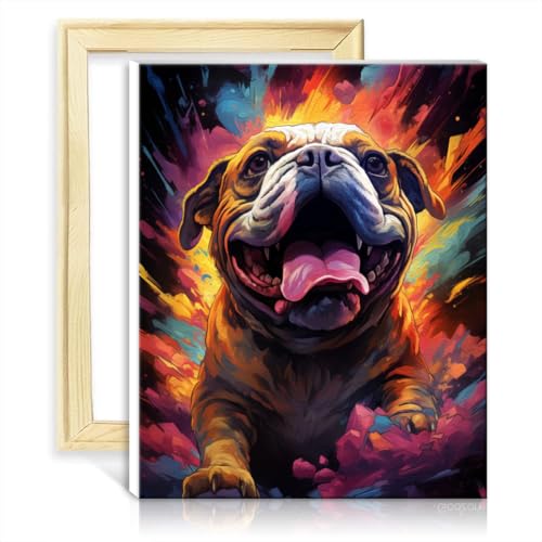 TANGFEIY Malen nach Zahlen, Bulldogge, Malset für Erwachsene, digitales Gemälde, Acrylzahlen mit Pinseln für Schlafzimmer, Wohnzimmer, Dekoration, ohne Rahmen (30 x 40 cm) von TANGFEIY