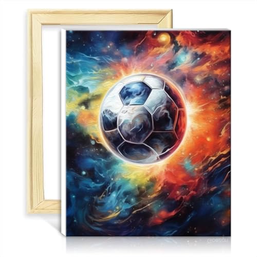 TANGFEIY Malen nach Zahlen, Malstern-Fußball, Malen-nach-Zahlen-Set für Erwachsene und Kinder mit Pinseln und Acrylpigmenten auf einem DIY-Rahmen für Zahlenmalerei (30 x 40 cm) von TANGFEIY