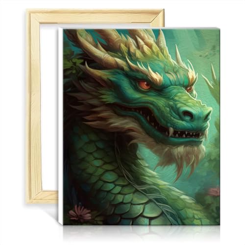 TANGFEIY Malen nach Zahlen, antiker chinesischer Drache, Ölgemälde zum Selbermachen für Erwachsene, mit 3 Pinseln und Acrylfarben, Bilder, Geschenke, ohne Rahmen (60 x 75 cm) von TANGFEIY