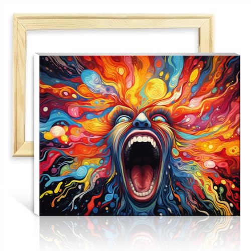 TANGFEIY Malen-nach-Zahlen-Pinsel-Set „Scream“ – Malen nach Zahlen für Erwachsene und Anfänger mit Pinseln und Acrylpigmenten, dekorativ für Zuhause und Wohnzimmer, ohne Rahmen (30 x 40 cm) von TANGFEIY