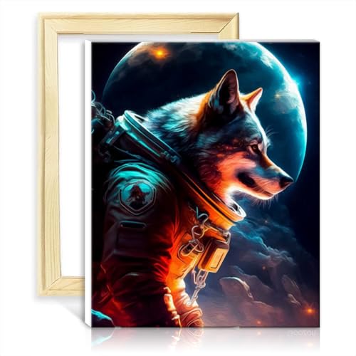 TANGFEIY Malen-nach-Zahlen-Set, Wolf, räumliche Wanddekoration für Kinder und Erwachsene – mit Pinseln und Acrylpigmenten auf Leinwand, Heimdekoration, Gemälde, Geschenk, ohne Rahmen (40 x 50 cm) von TANGFEIY