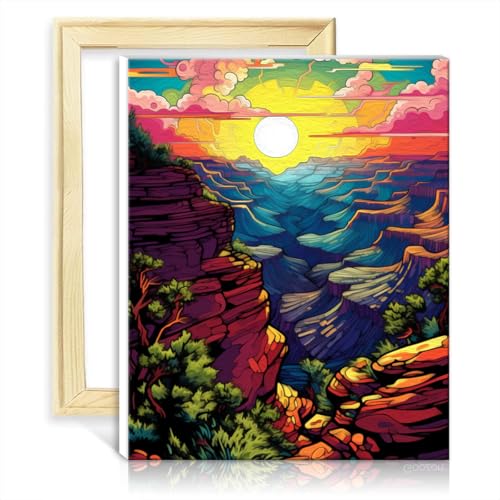 TANGFEIY Malen nach Zahlen-Sets, National Grand Canyon, digitales Ölgemälde-Set zum Selbermachen auf Leinwand mit Pinseln und Acrylpigmenten auf Leinwand, ohne Rahmen (30 x 40 cm) von TANGFEIY