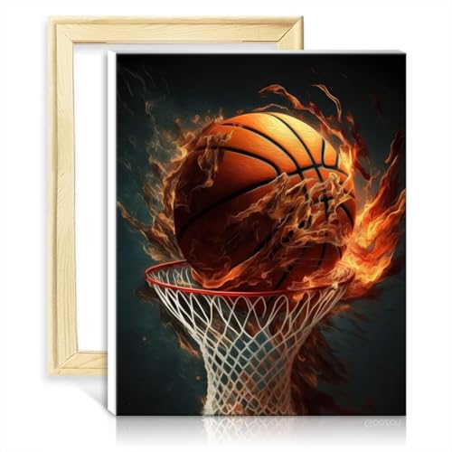 TANGFEIY Malen nach Zahlen auf Leinwand, Basketball, DIY, Malen nach Zahlen, Acrylzahl mit Pinseln, Bild für Heimdekoration, Geschenk, DIY-Rahmen (40 x 50 cm) von TANGFEIY