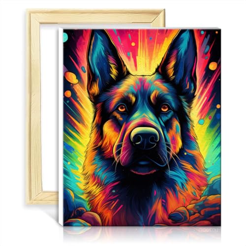 TANGFEIY Malen nach Zahlen auf Leinwand, Deutscher Schäferhund, Malen nach Zahlen, Malen nach Zahlen-Sets für Erwachsene, Kunst, Malen nach Zahlen-Sets, ohne Rahmen (50 x 65 cm) von TANGFEIY