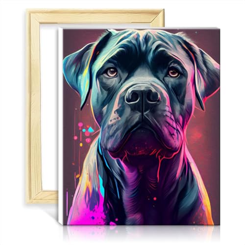 TANGFEIY Ölgemälde-Set auf Leinwand, „Cane Corso“, für Kinder und Erwachsene, Malen nach Zahlen, mit Pinseln und Acrylpigmenten, Kunstwerk, Malen für Erwachsene, ohne Rahmen (30 x 40 cm) von TANGFEIY