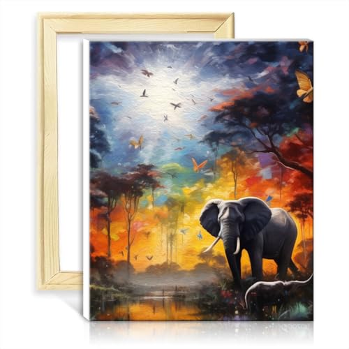 TANGFEIY Ölgemälde-Set auf Leinwand, afrikanische Tiere, für Kinder und Erwachsene, Malen mit Pinseln und Acrylpigmenten auf Leinwand, perfekte Wanddekoration für zu Hause, ohne Rahmen (30 x 40 cm) von TANGFEIY