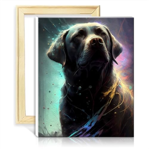 TANGFEIY Ölgemälde auf Leinwand, Labrador Retriever, Malen nach Zahlen für Erwachsene, mit Pinseln und Acrylpigmenten auf Kunsthandwerk für die Heimdekoration, ohne Rahmen (60 x 75 cm) von TANGFEIY