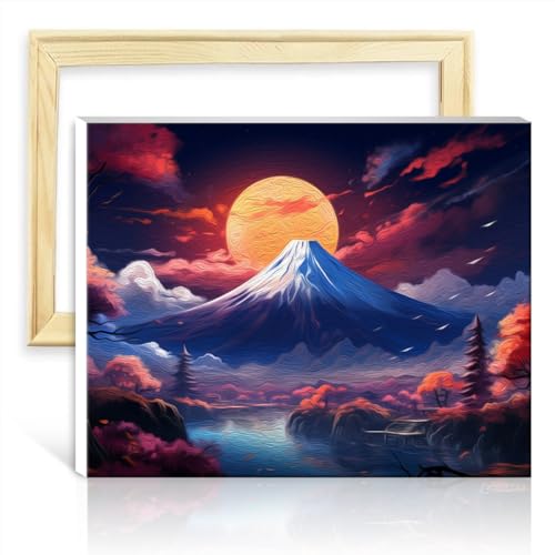 TANGFEIY Ölgemälde nach Zahlen-Set, Berg Fuji, DIY-Ölgemälde für Erwachsene mit 3 Pinseln und Acrylfarben, kreatives Kunstwerk für die Heimdekoration, ohne Rahmen (30 x 40 cm) von TANGFEIY