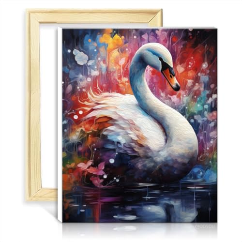 TANGFEIY Ölgemälde-nach-Zahlen-Set, Schwan, Malen nach Zahlen, Malen nach Zahlen-Set für Erwachsene mit Pinseln und Acrylpigmenten, Künstlerbedarf, ohne Rahmen (40 x 50 cm) von TANGFEIY