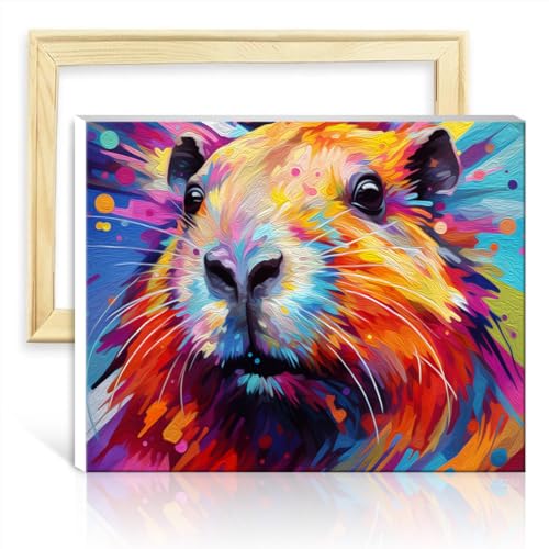 TANGFEIY Paintting Animal Meerschweinchen DIY Ölgemälde Malen nach Zahlen Set für Erwachsene mit Pinseln und Acrylpigment auf Leinwand Wanddekoration Geschenke ohne Rahmen (40x50cm) von TANGFEIY