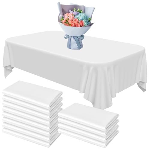 12 Stück Einweg Tischdecke Weiß, Tischdecke 137 x 274 cm Tischdecke Kunststoff Wasserdicht ölbeständig für rechteckige Tische, Weisse Tischdecken für Party Hochzeiten Haushalt Picknick Geburtstags von TANGHSE