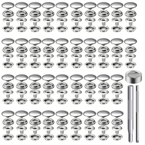 240Stk Druckknöpfe, Metall Druckknopf Set mit Fixierwerkzeug Kit Edelstahl Snaps Knöpfe 15mm Canvas Snap Button Druckknopf Snap Fastener Kit für Bootstasche, Leder, DIY Craft, Handgemaakt Brieftasche von TANGHSE