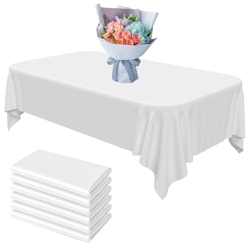 6 Stück Einweg Tischdecke Weiß, Tischdecke 137 x 274 cm Tischdecke Kunststoff Wasserdicht ölbeständig für rechteckige Tische, Weisse Tischdecken für Party Hochzeiten Haushalt Picknick Geburtstags von TANGHSE