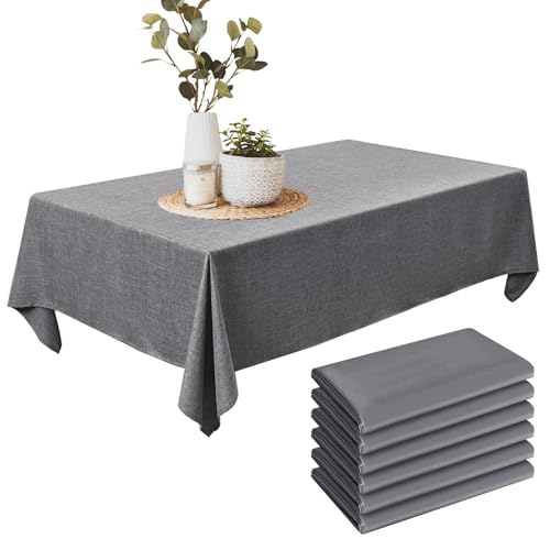 6 Stück Einweg-Tischdecken, Tischdecke 137 x 274 cm Grey Tischdecke Kunststoff Wasserdicht ölbeständig für rechteckige Tische,Weisse Tischdecken für Party Hochzeiten Haushalt Picknick Geburtstags von TANGHSE