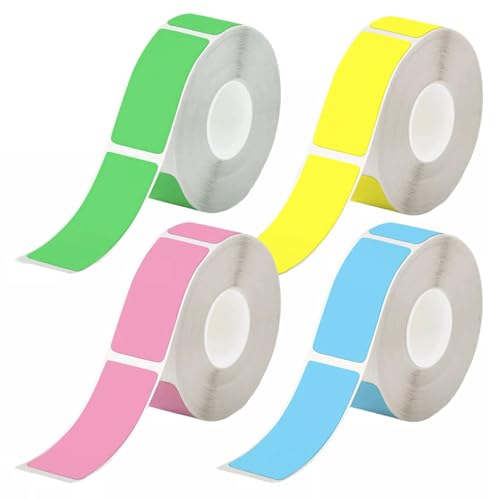 Thermo-Etikettenband - 4 Rollen 12x40 mm Etiketten Papier, Wasser und Ölbeständig Etiketten Geeignet für Haus Büro Schule (4 Farben, 720 Etiketten)Standard-laminiertes Büro Mehrzweck Etikettierband von TANGHSE