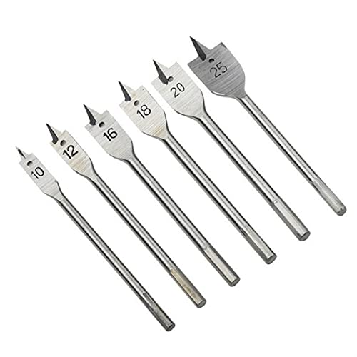 6 teile/satz Titanbeschichtung SEX Schaft Spatenbits flach langweilig Bit Holz Bohrer Elektrowerkzeuge Lochsäge 10/12/16/18 / 20/25mm(Silver) von TANGJIANCHENG