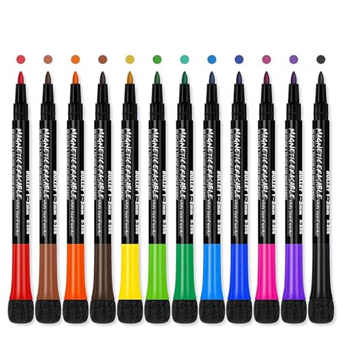 1Set Trockenerase -Marker Kugeln Tipp 12 Zählen Sie Bunte Trockenerase -Marker feiner Tipp 4,9 x 0,6 x 0,5 Zoll Whiteboard -Marker für Schullehrer -Bürovorräte von TANGPINGMAO