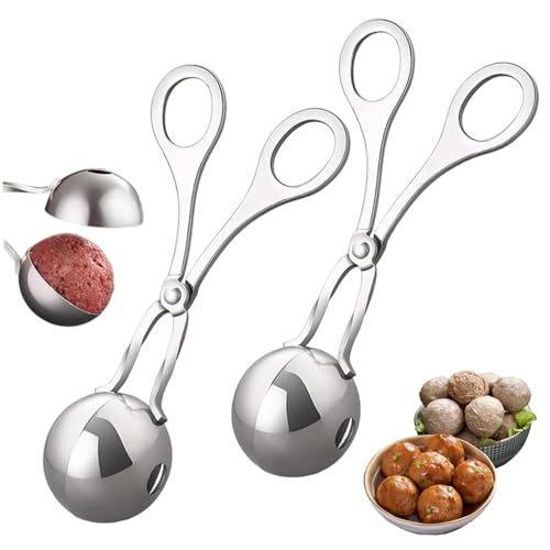 TANGPINGMAO 2pcs Fleischbällchenhersteller Arbeitssparung Edelstahl Fleischbällchen -Hersteller Tool leicht zu reinigen Fleischbällchenschaufeln mit Auslassloch für Eiscreme Küchenversorgungen von TANGPINGMAO