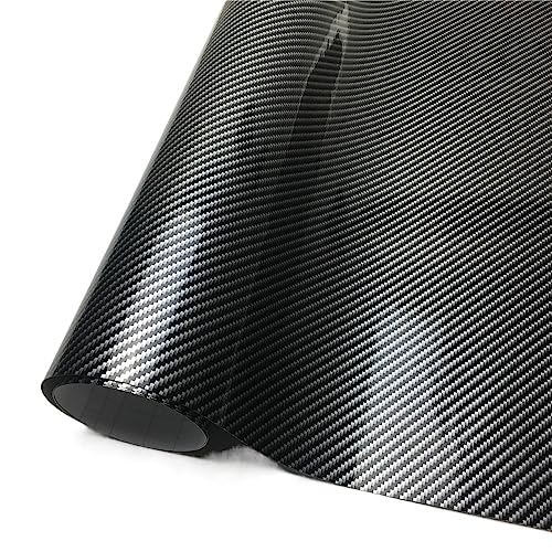 TANGSIYANG Autofolie Alle schwarzen Carbonfaser-Autoaufkleber aus Vinyl, glänzend, matt, Chrom, Verpackungsfolie, Autoaufkleber, Styling, Roller, Motorrad Auto Folie(Black 2D Carbon,152X50 cm) von TANGSIYANG