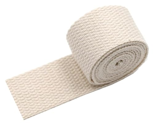 TANIDA Baumwollband, Gurtband, Baumwollgurtband for Taschen, 20 mm, 25 mm, 38 mm, 50 mm breit – Dicke 1,3 mm – 5 oder 10 Yards Länge (Color : Beige, Size : 20MM x 10Yards) von TANIDA