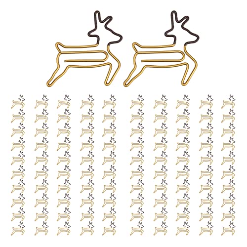 100 Stück Metall-Büroklammern in Hirschform, leicht und tragbar für die Klassifizierung und Organisation von Bürodateien, lustiges und niedliches Design, robust und von TANIQIACA