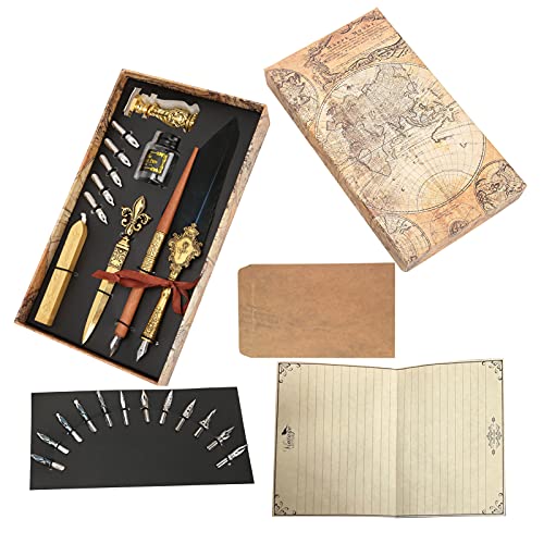 Elegantes Stiftset, Schreibanzug im britischen Retro-Stil, ideal für Geschäftskollegen, Paare, Älteste und Lehrer, inklusive Stift, Federhalter, Brieföffner und mehr (SP248033R Tibetan Blue) von TANIQIACA