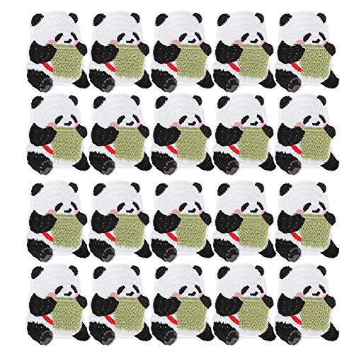 TANIQIACa 20 Stück Panda-Stickstoff-Aufkleber, Handgefertigte DIY-Bügelflicken Für Kleidungszubehör von TANIQIACA